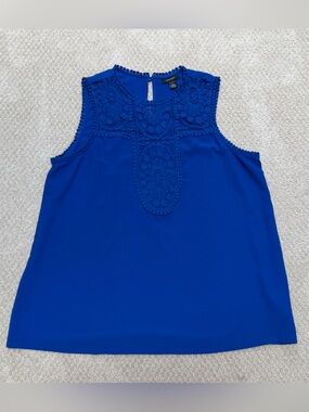 Halogen Royal Blue Crochet Yoke Sleeveless Top